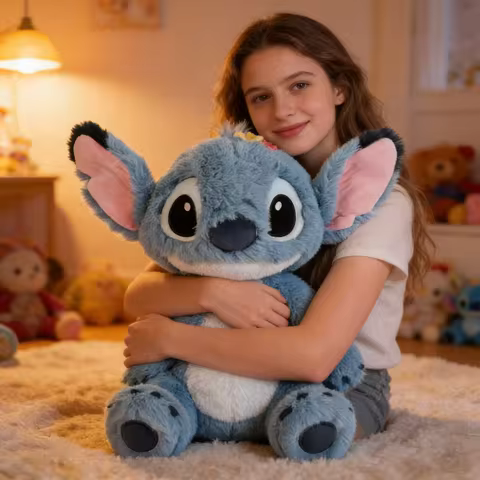 Lilo&Stitch Brinquedo de Pelúcia Infantil Kawaii, Brinquedo Calmante, Brinquedo Musical com Luz para Bebês e Crianças, Presentes Infantis