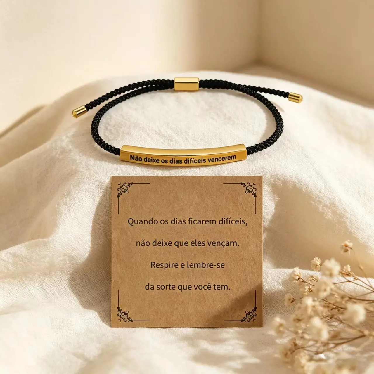 Pulseira Minimalista de Incentivo Diário | Sabedoria em um Fio Delicado, Acompanhando seus Altos e Baixos