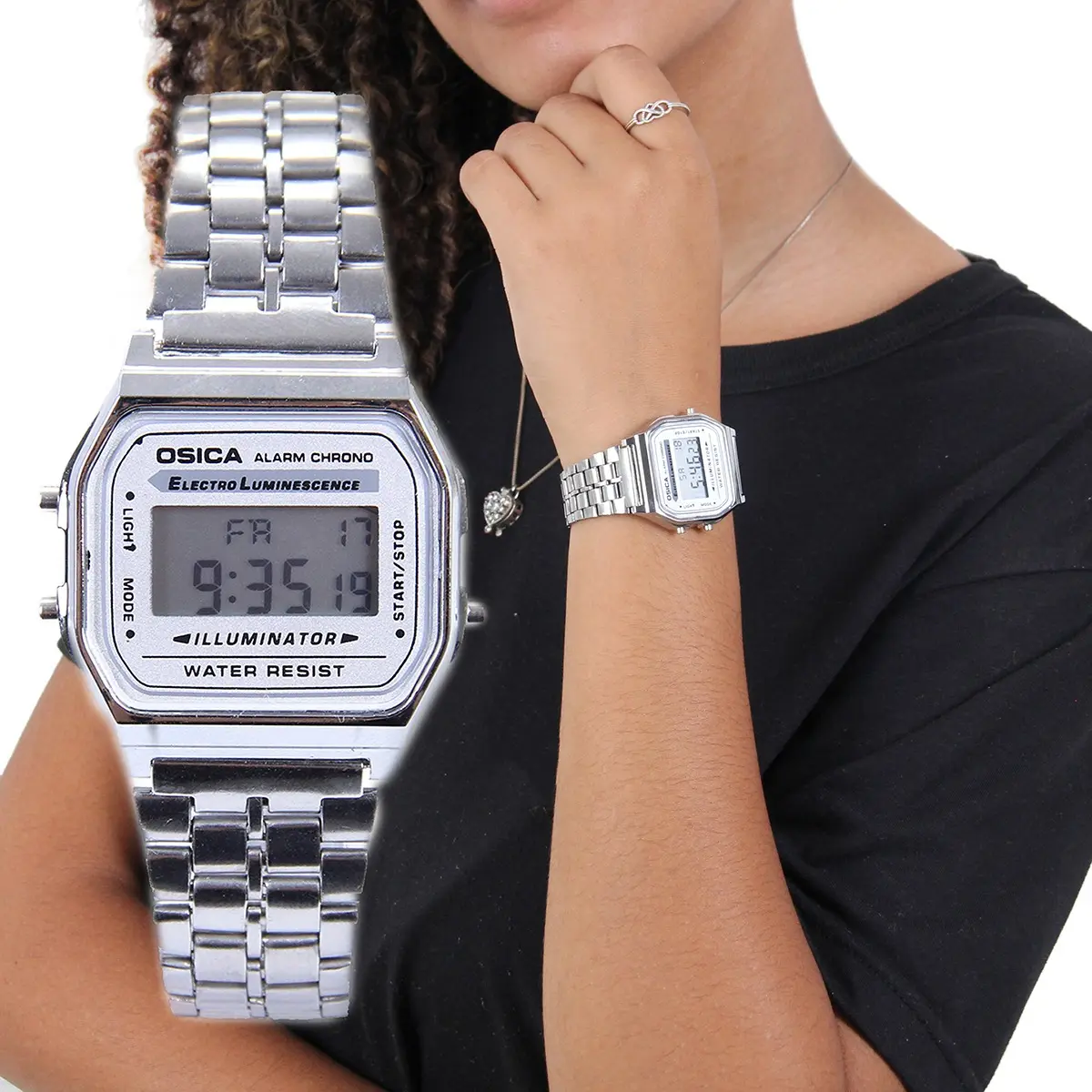 Relógio Retro Pulseira Metal Ajustável Masculino Feminino Nf